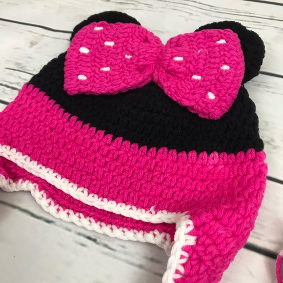 Mickey & Minnie Mouse Crochet Hats with Braided Ties - Picture 12 of 13